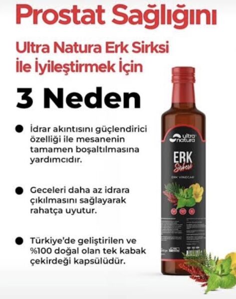 Ultra Natura Erk Sirkesi %100 Doğal Fermantasyon Katkısız